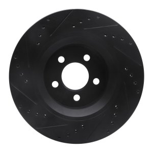 Jeep Liberty Brake Rotor (1) - Front Right - R1 Concepts - Drilled & Slotted - Black - `11-`12